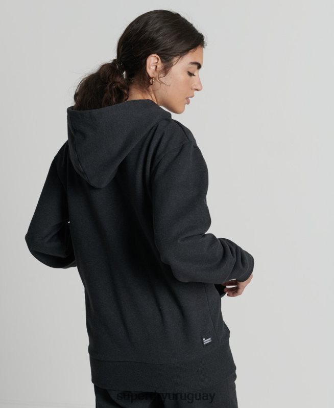 uy Superdry mujer sudadera con capucha micro reciclada negro DT2N8Z5973 ropa