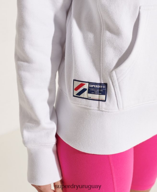 uy Superdry mujer sudadera con capucha mono arco Varsity blanco DT2N8Z5979 ropa