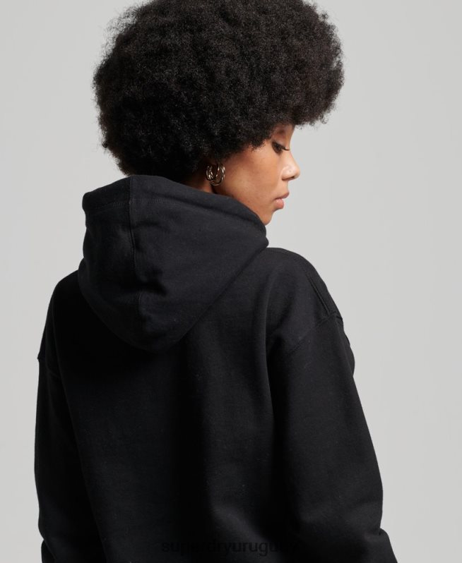 uy Superdry mujer sudadera con capucha mono arco Varsity negro DT2N8Z6066 ropa