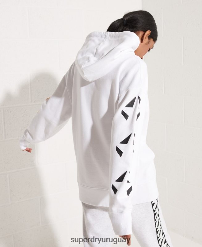 uy Superdry mujer sudadera con capucha oversize blanco DT2N8Z5975 ropa
