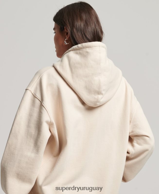 uy Superdry mujer sudadera con capucha oversize code s logo heritage crema DT2N8Z5911 ropa