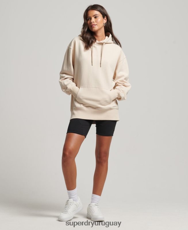 uy Superdry mujer sudadera con capucha oversize code s logo heritage crema DT2N8Z5911 ropa