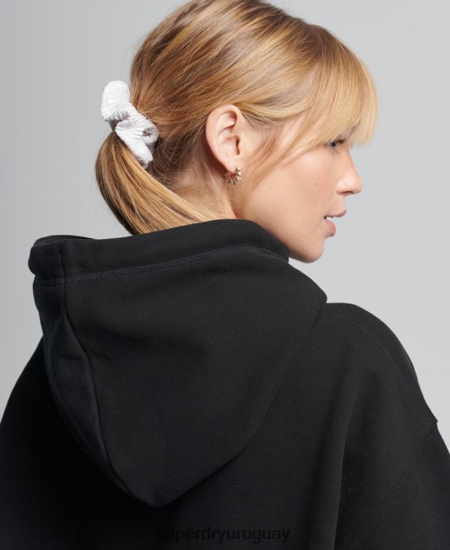uy Superdry mujer sudadera con capucha oversize de chenilla negro DT2N8Z5954 ropa