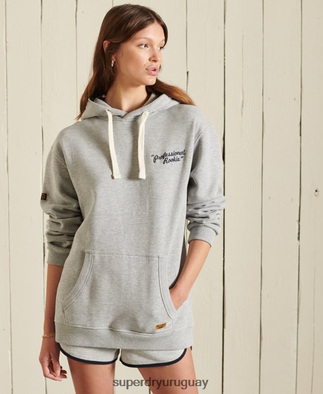 uy Superdry mujer sudadera con capucha oversize gris DT2N8Z6175 ropa