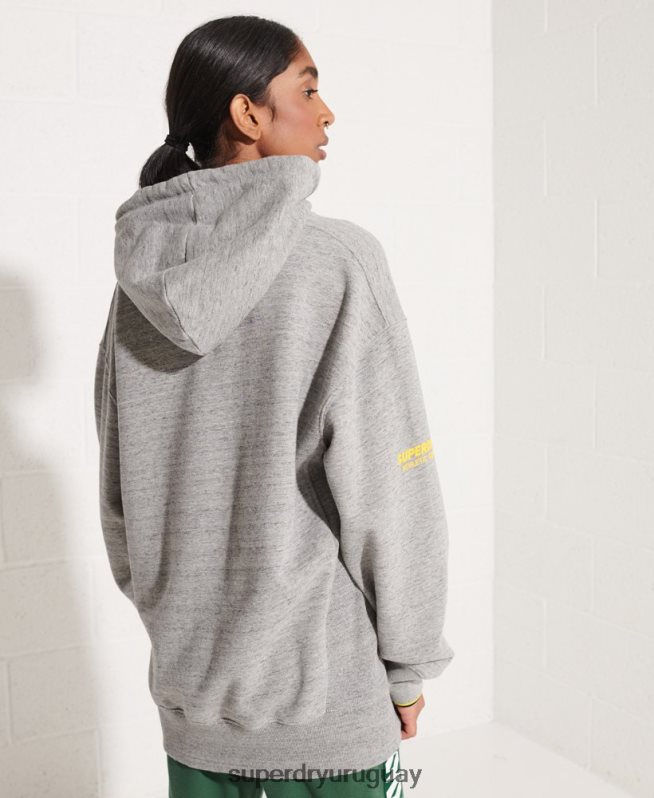 uy Superdry mujer sudadera con capucha oversize gris claro DT2N8Z5976 ropa