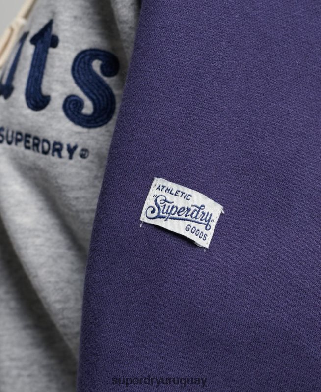 uy Superdry mujer sudadera con capucha raglán colegial vintage gris DT2N8Z5778 ropa