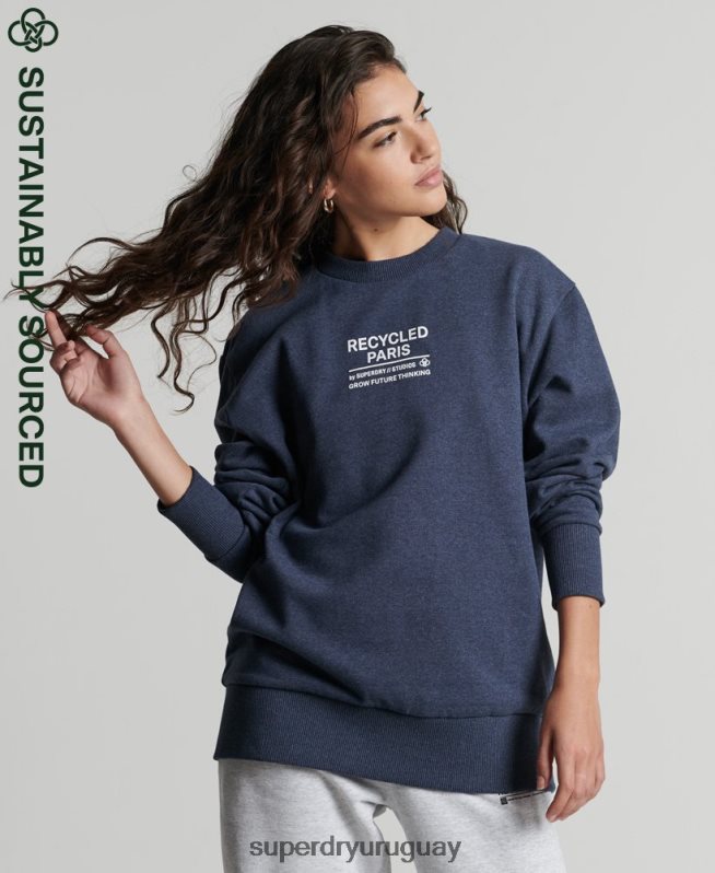 uy Superdry mujer sudadera con capucha reciclada azul DT2N8Z5833 ropa
