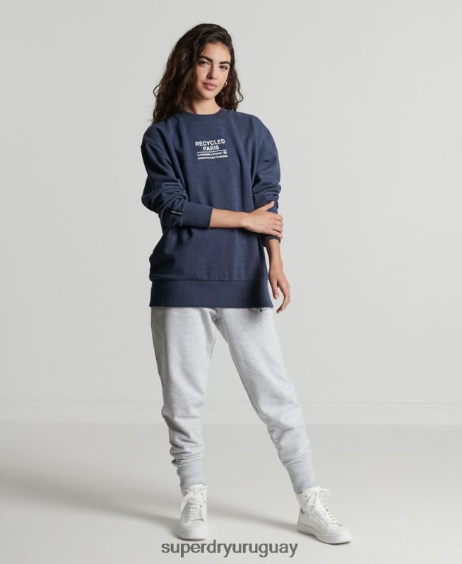 uy Superdry mujer sudadera con capucha reciclada azul DT2N8Z5833 ropa