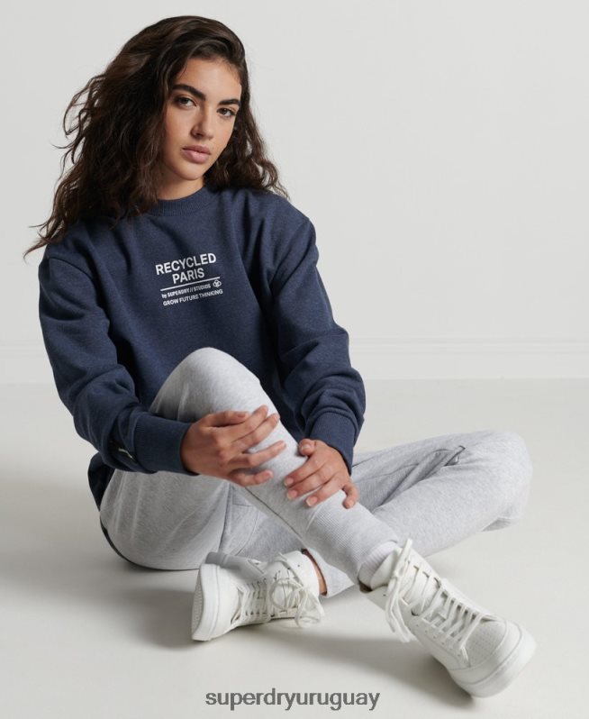 uy Superdry mujer sudadera con capucha reciclada azul DT2N8Z5833 ropa