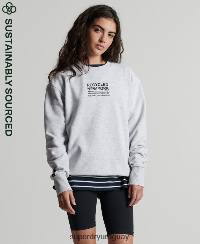 uy Superdry mujer sudadera con capucha reciclada gris claro DT2N8Z6089 ropa