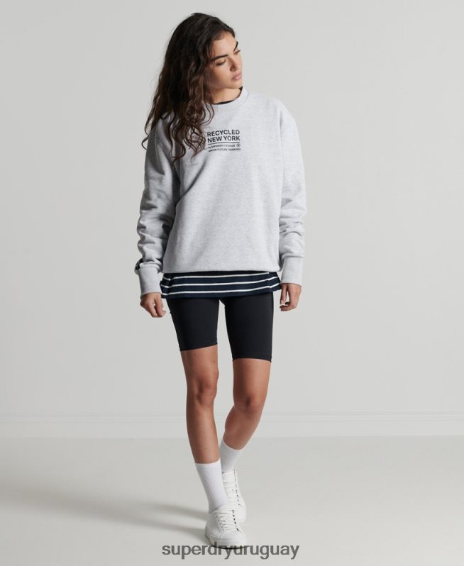 uy Superdry mujer sudadera con capucha reciclada gris claro DT2N8Z6089 ropa