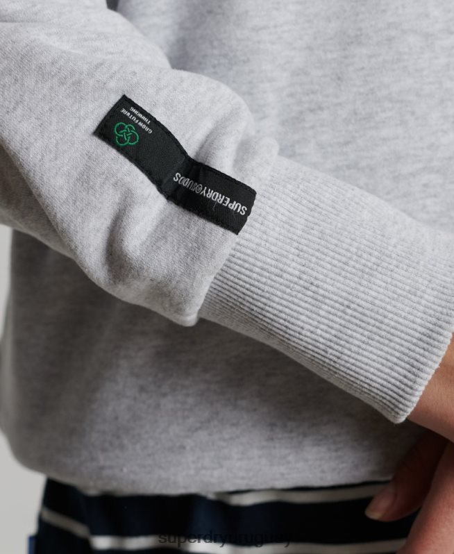 uy Superdry mujer sudadera con capucha reciclada gris claro DT2N8Z6089 ropa