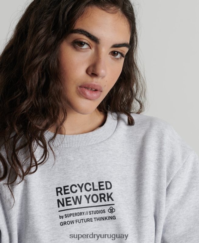 uy Superdry mujer sudadera con capucha reciclada gris claro DT2N8Z6089 ropa