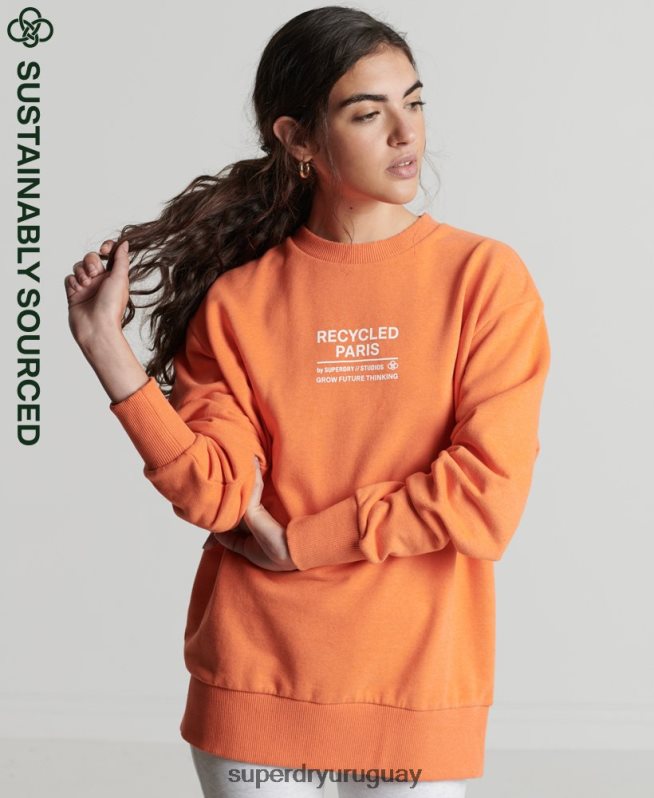 uy Superdry mujer sudadera con capucha reciclada naranja DT2N8Z5971 ropa