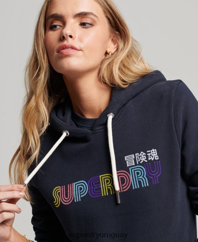 uy Superdry mujer sudadera con capucha retro arcoíris Armada DT2N8Z3350 ropa