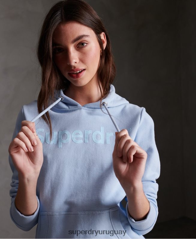 uy Superdry mujer sudadera con capucha sin cepillar de rebaño registrado azul DT2N8Z3508 ropa