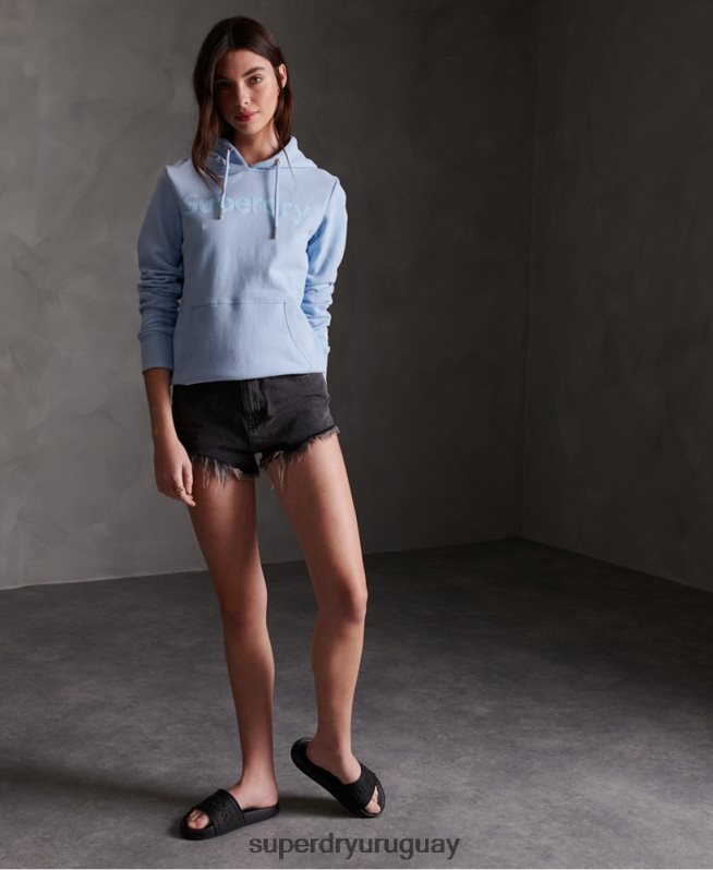 uy Superdry mujer sudadera con capucha sin cepillar de rebaño registrado azul DT2N8Z3508 ropa