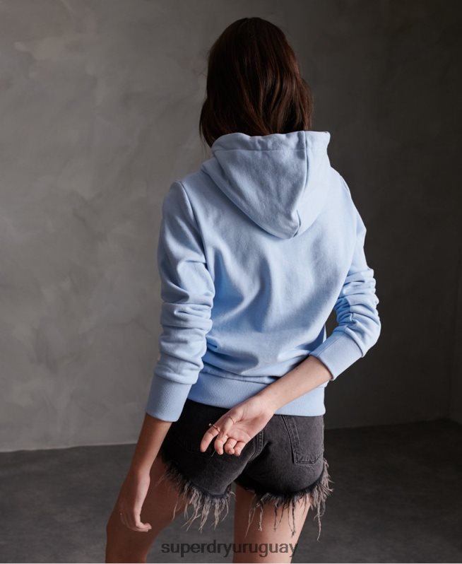 uy Superdry mujer sudadera con capucha sin cepillar de rebaño registrado azul DT2N8Z3508 ropa