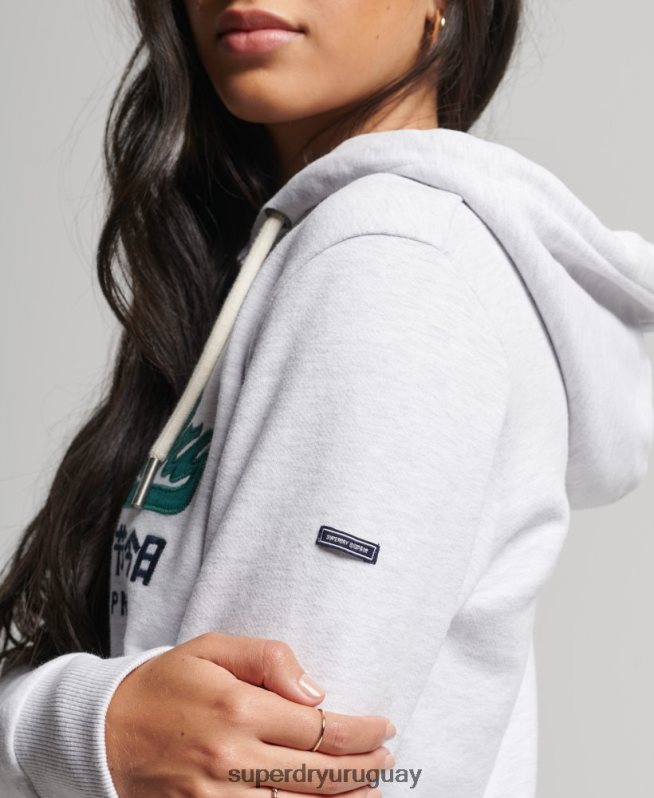 uy Superdry mujer sudadera con capucha sin cepillar heritage con logo vintage gris claro DT2N8Z3409 ropa