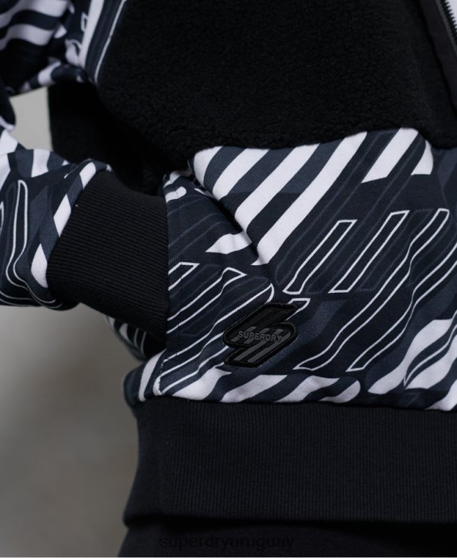 uy Superdry mujer sudadera con capucha sportstyle energy rib sherpa y cremallera negro DT2N8Z6181 ropa