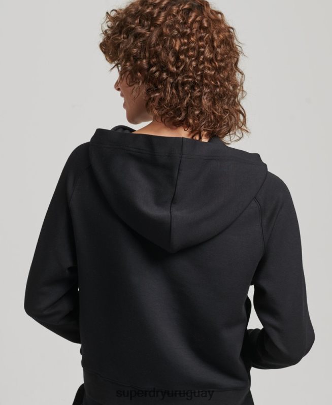 uy Superdry mujer sudadera con capucha suave modal negro DT2N8Z5823 ropa