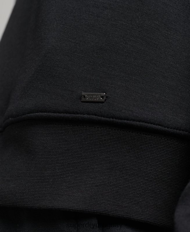 uy Superdry mujer sudadera con capucha suave modal negro DT2N8Z5823 ropa