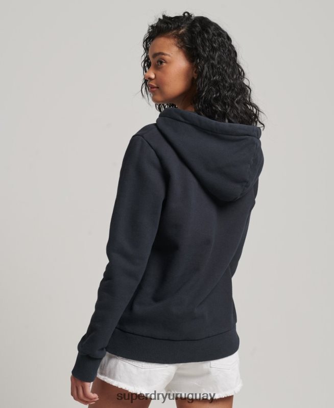 uy Superdry mujer sudadera con capucha vintage con motivo del centro gris oscuro DT2N8Z2274 ropa