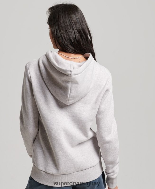 uy Superdry mujer sudadera con capucha vintage cooper en relieve gris claro DT2N8Z3299 ropa