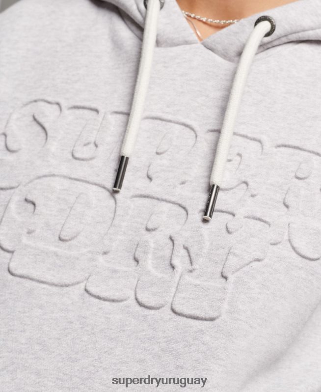uy Superdry mujer sudadera con capucha vintage cooper en relieve gris claro DT2N8Z3299 ropa