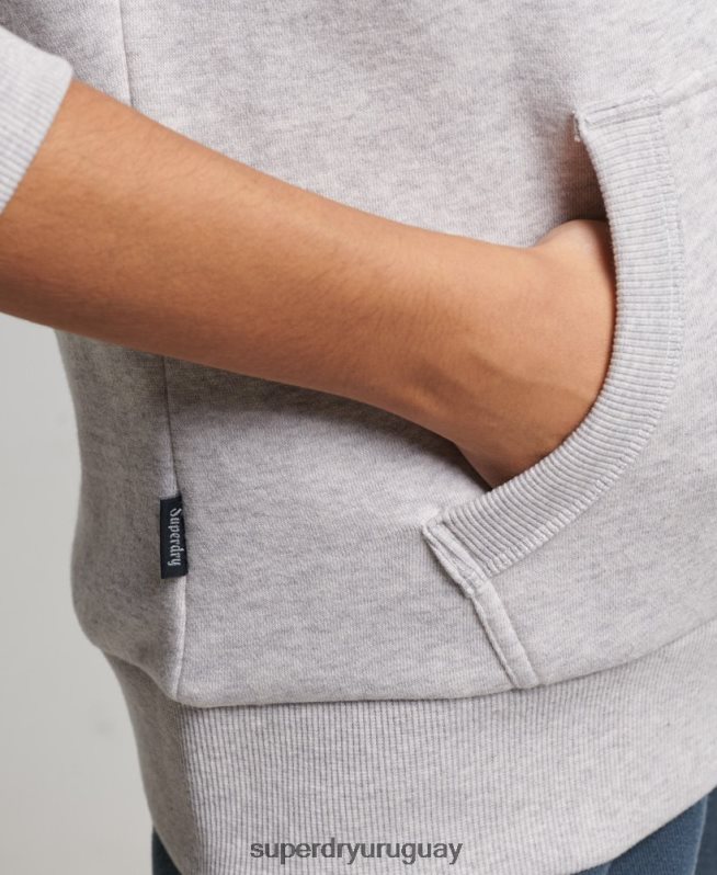 uy Superdry mujer sudadera con capucha vintage cooper en relieve gris claro DT2N8Z3299 ropa