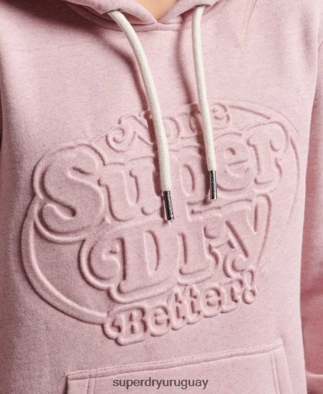 uy Superdry mujer sudadera con capucha vintage cooper en relieve rosa DT2N8Z2323 ropa