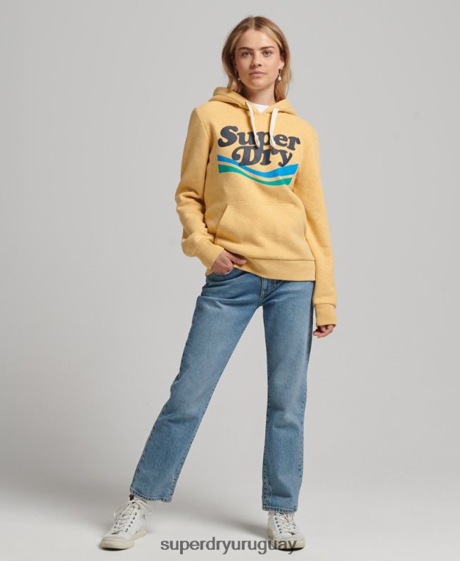 uy Superdry mujer sudadera con capucha vintage cooper nostalgia amarillo DT2N8Z5867 ropa