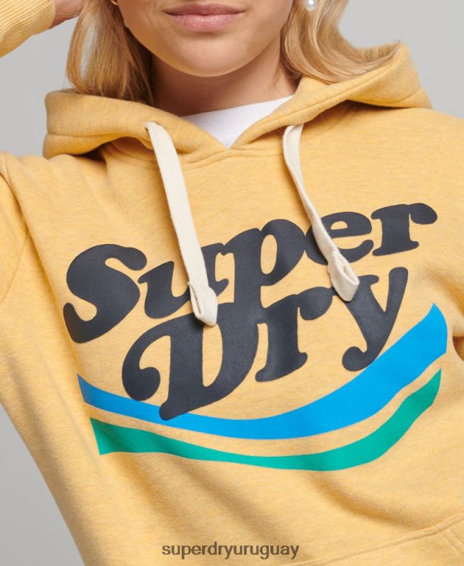 uy Superdry mujer sudadera con capucha vintage cooper nostalgia amarillo DT2N8Z5867 ropa