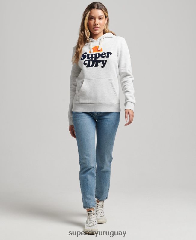 uy Superdry mujer sudadera con capucha vintage cooper nostalgia gris claro DT2N8Z5770 ropa