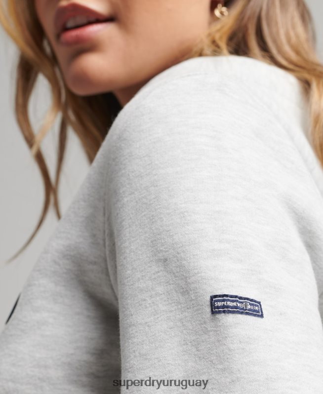 uy Superdry mujer sudadera con capucha vintage cooper nostalgia gris claro DT2N8Z5770 ropa