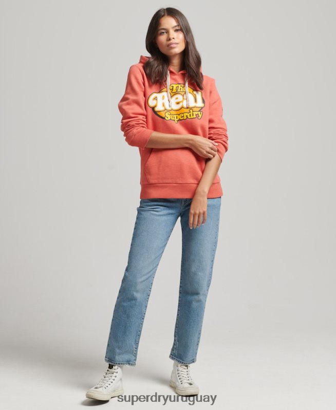 uy Superdry mujer sudadera con capucha vintage cooper nostalgia naranja DT2N8Z6116 ropa