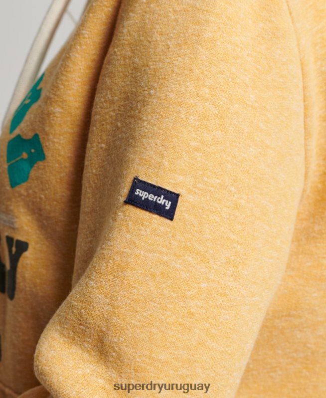 uy Superdry mujer sudadera con capucha vintage genial al aire libre amarillo DT2N8Z2258 ropa