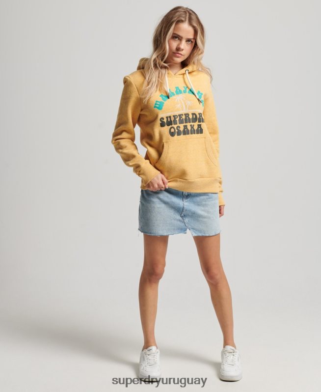 uy Superdry mujer sudadera con capucha vintage genial al aire libre amarillo DT2N8Z2258 ropa