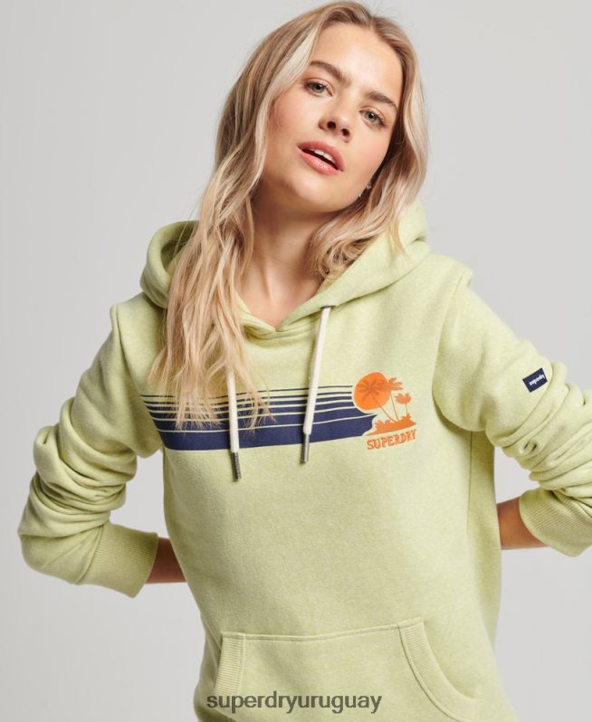 uy Superdry mujer sudadera con capucha vintage genial al aire libre verde DT2N8Z2168 ropa