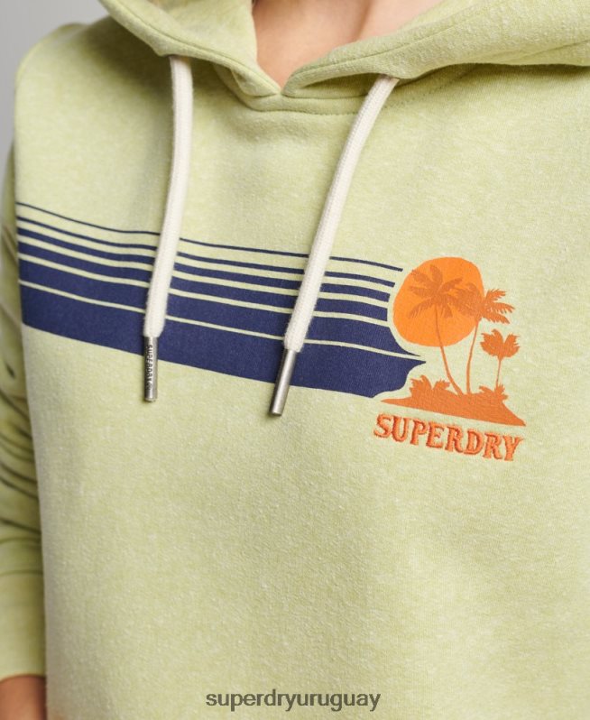 uy Superdry mujer sudadera con capucha vintage genial al aire libre verde DT2N8Z2168 ropa