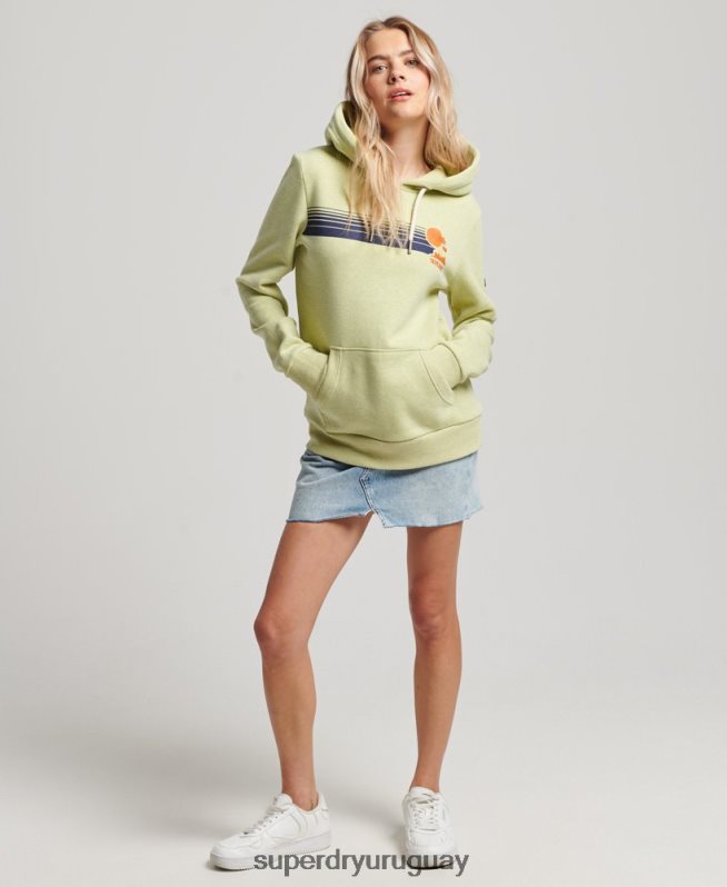 uy Superdry mujer sudadera con capucha vintage genial al aire libre verde DT2N8Z2168 ropa