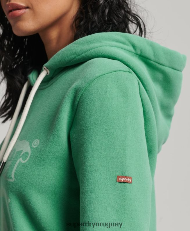 uy Superdry mujer sudadera con capucha vintage shadow verde DT2N8Z2202 ropa