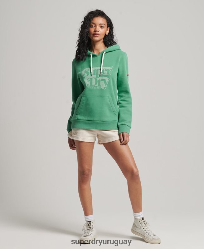 uy Superdry mujer sudadera con capucha vintage shadow verde DT2N8Z2202 ropa