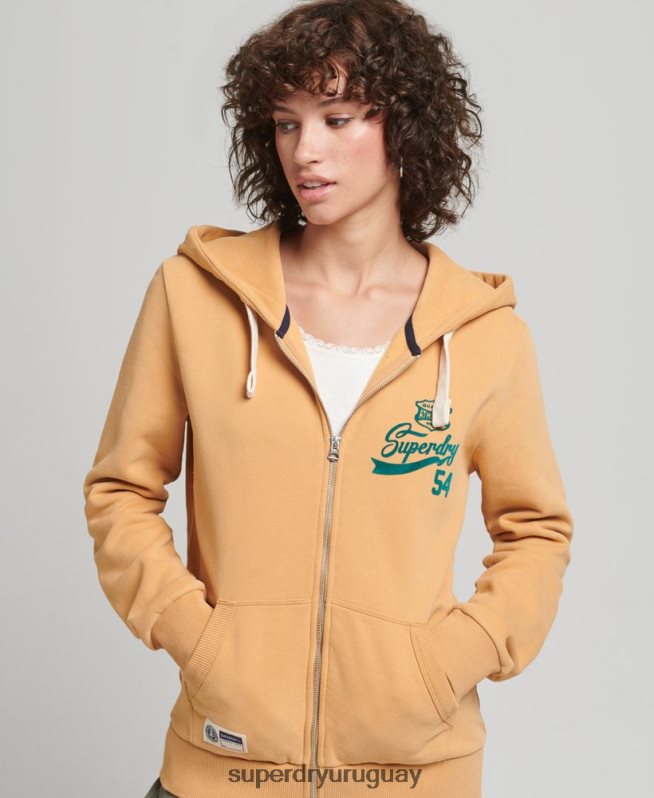 uy Superdry mujer sudadera con capucha y cremallera amarillo DT2N8Z3498 ropa