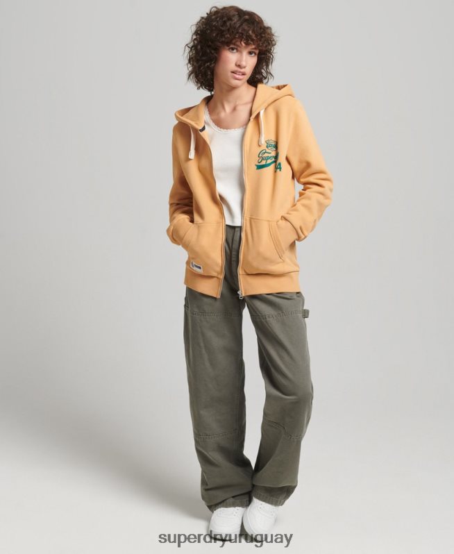 uy Superdry mujer sudadera con capucha y cremallera amarillo DT2N8Z3498 ropa