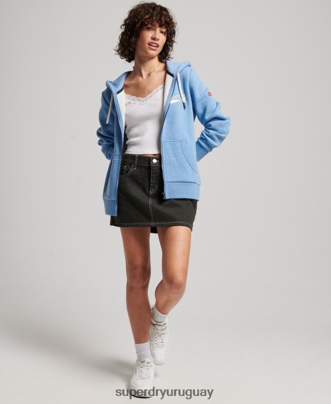 uy Superdry mujer sudadera con capucha y cremallera con texto vintage azul DT2N8Z2289 ropa