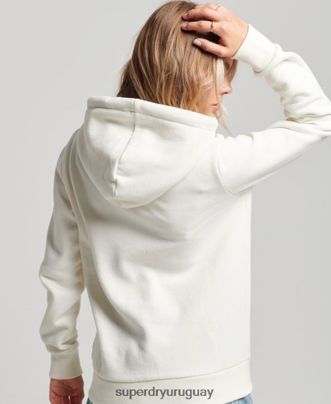 uy Superdry mujer sudadera con capucha y cremallera con texto vintage blanco DT2N8Z2319 ropa