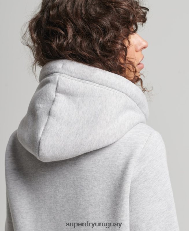uy Superdry mujer sudadera con capucha y cremallera de algodón orgánico con logo vintage bordado gris claro DT2N8Z3316 ropa