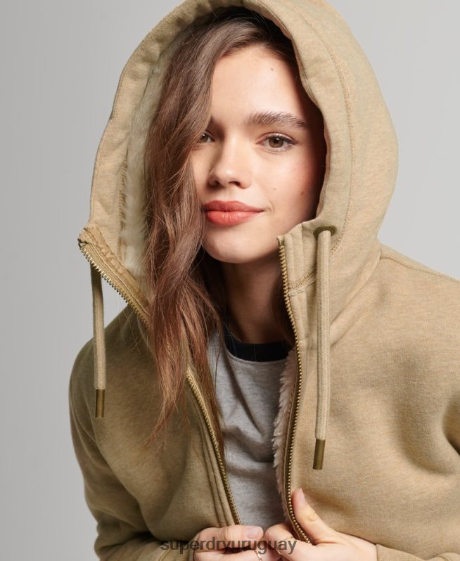 uy Superdry mujer sudadera con capucha y cremallera de borgoña de oso negro de algodón orgánico broncearse DT2N8Z5793 ropa