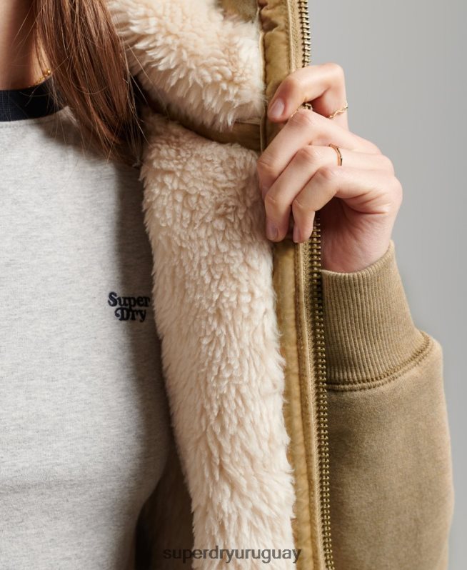 uy Superdry mujer sudadera con capucha y cremallera de borgoña de oso negro de algodón orgánico broncearse DT2N8Z5793 ropa